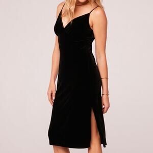 Band of the Free Girl Crush Stretch Velvet Y2K Dark Fairy Midi Dress Black Small